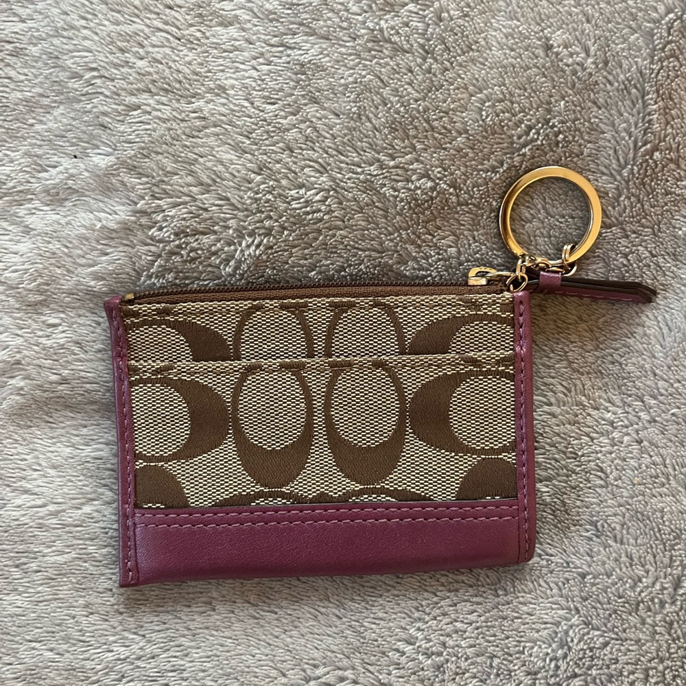 Coach Tan and Purple Card Holder - Picture 2 of 3